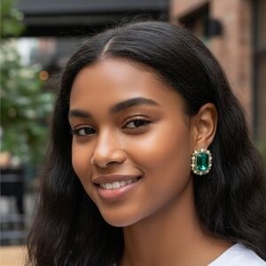 Gold green and Crystal earrings